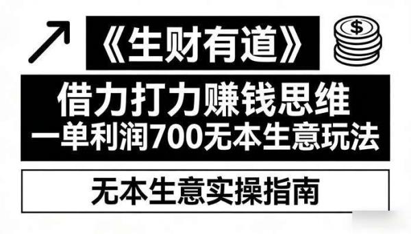 《生财有道》借力打力赚钱思维 一单利润700无本生意玩法