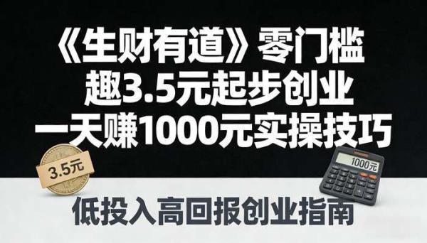 《生财有道》零门槛3.5元起步创业 一天赚1000元实操技巧