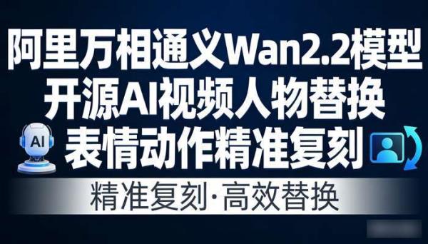 阿里万相通义Wan2.2模型 开源AI视频人物替换 表情动作精准复刻