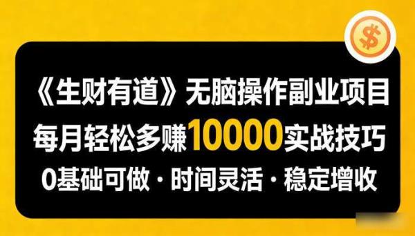 《生财有道》无脑操作副业项目 每月轻松多赚10000实战技巧