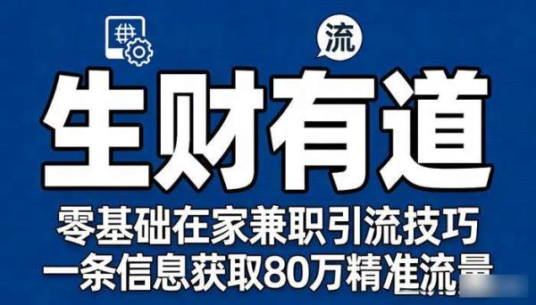 《生财有道》零基础在家兼职引流技巧 一条信息获取80万精准流量