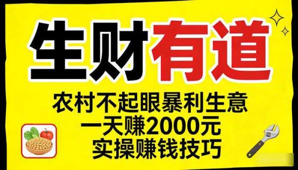 《生财有道》农村不起眼暴利生意 一天赚2000元实操赚钱技巧