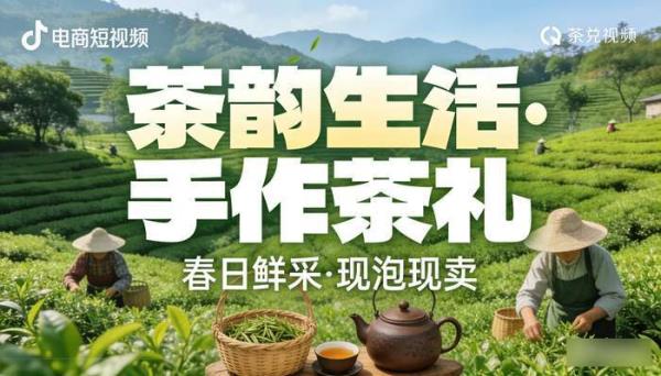 茶叶抖音带货短视频素材 茶园采茶泡茶高清图片文案脚本
