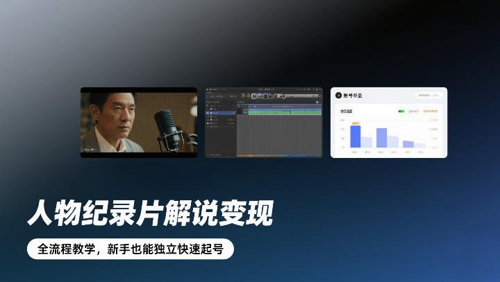 人物纪录片解说变现，全流程教学，新手也能独立快速起号-原创