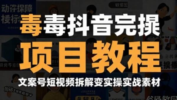 毒文案抖音完播项目教程 文案号短视频拆解变现实操实战素材