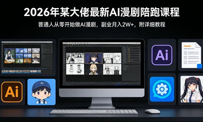 26年某大佬最新Ai漫剧陪跑课程，普通人从零开始做AI漫剧，副业月入2W-原创