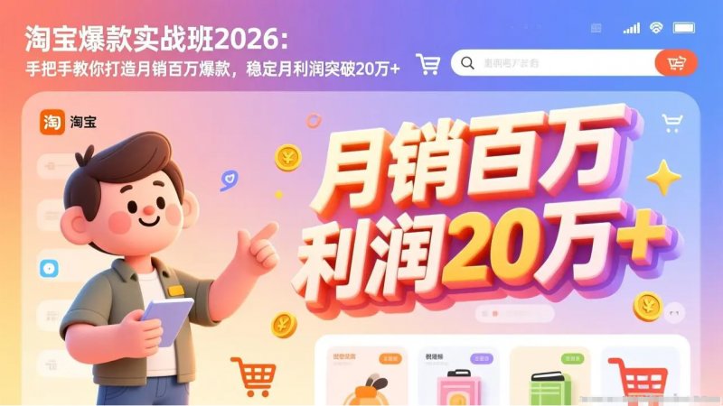 淘宝爆款实战班2026 手把手教你打造月销百万爆款 稳定月利润突破20万-原创