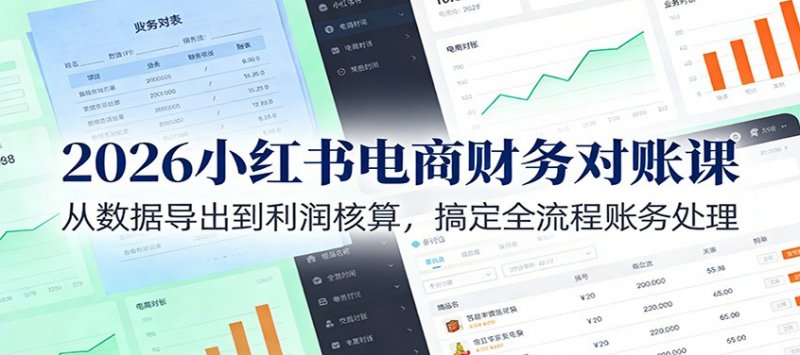 2026小红书电商财务对账课 从数据导出到利润核算 搞定全流程账务处理-原创