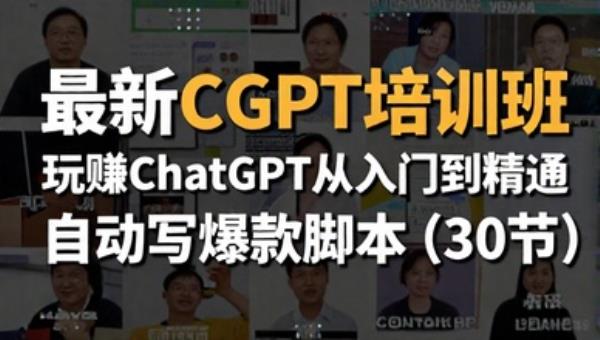 最新CGPT培训班 玩赚ChatGPT从入门到精通 自动写爆款脚本（30节）