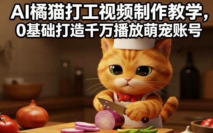 AI橘猫打工视频制作教学 流量狂飙 0基础打造千万播放萌宠账号-原创