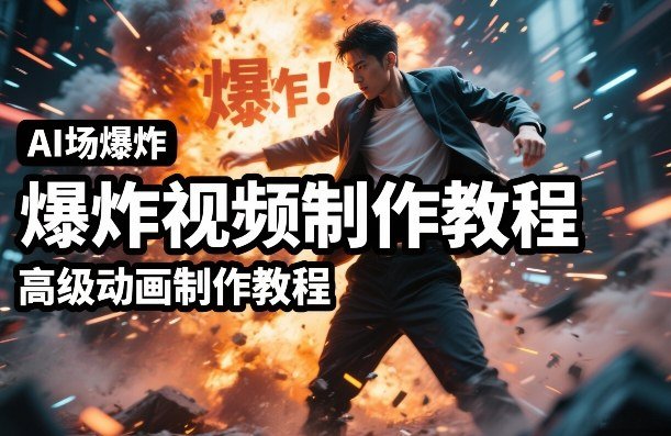 AI场景爆炸视频制作教程，利用人物实拍视频制作出高级的动画特效-原创