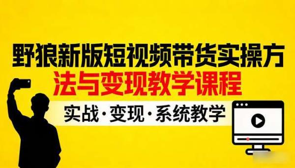 野狼新版短视频带货实操方法与变现教学课程
