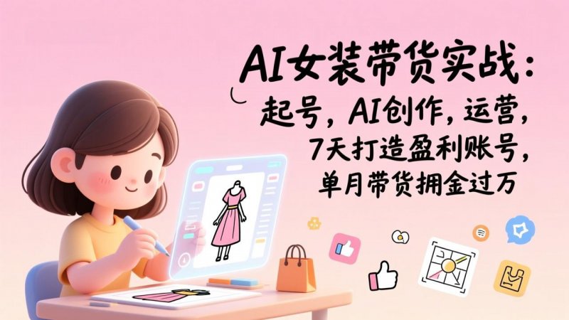 AI女装带货实战班（完结）：起号，AI创作，运营，7天打造盈利账号，单月带货佣金过万-原创