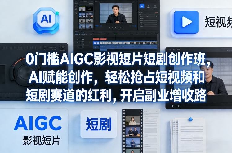 0门槛AIGC影视短片短剧创作班，AI赋能创作，轻松抢占短视频和短剧赛道的红利，开启副业增收路-原创