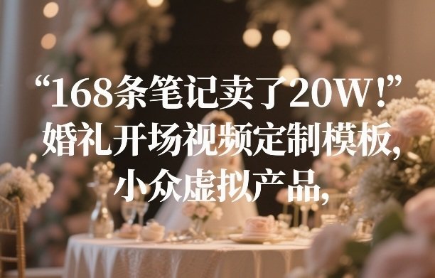 168条笔记卖了20W！婚礼开场视频定制模板，小众虚拟产品-原创