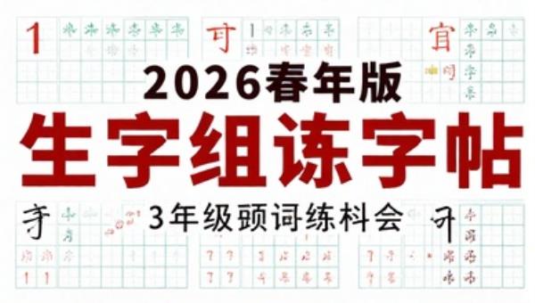 2026春新版1到3年级生字组词练字帖