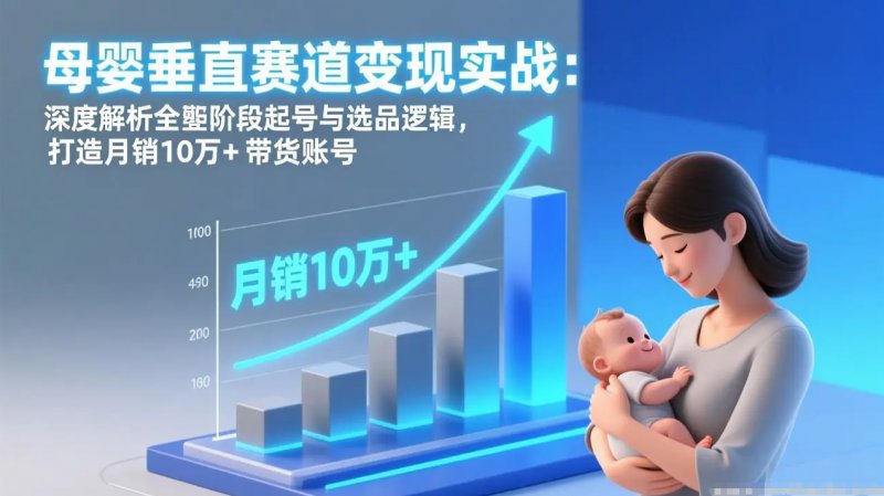 母婴垂直赛道变现实战 深度解析三大阶段起号与选品逻辑 打造月销10万带货账号-原创