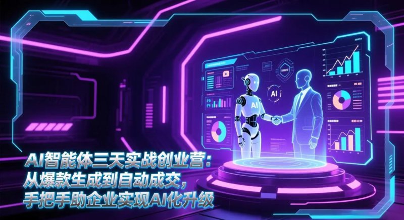 AI智能体三天实战创业营 从爆款生成到自动成交 手把手助企业实现AI化升级-原创