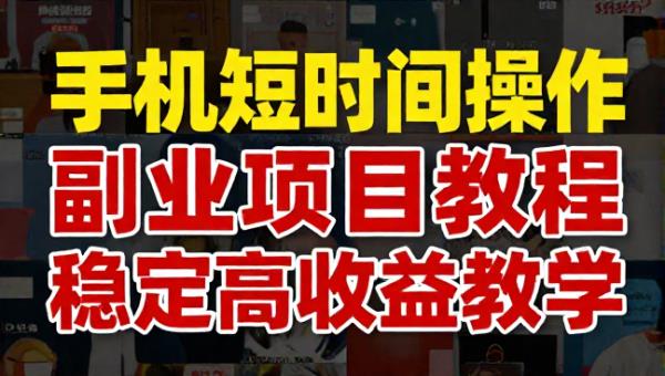 手机短时间操作副业项目教程稳定高收益教学