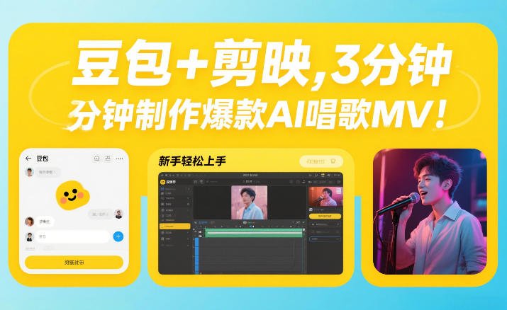 豆包剪映，3分钟制作爆款AI唱歌MV，新手轻松上手-原创