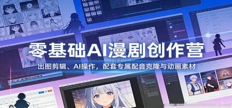 零基础AI漫剧创作营 出图剪辑、AI操作 配套专属配音克隆与动画素材-原创