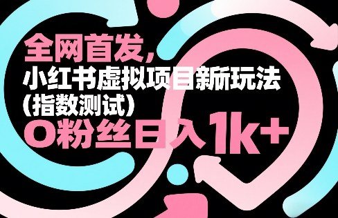 全网首发，小红书虚拟项目新玩法（指数测试），0粉丝日入1k，整个玩法完整拆解！-原创