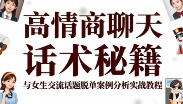 高情商聊天话术秘籍 与女生交流话题脱单案例分析实战教程