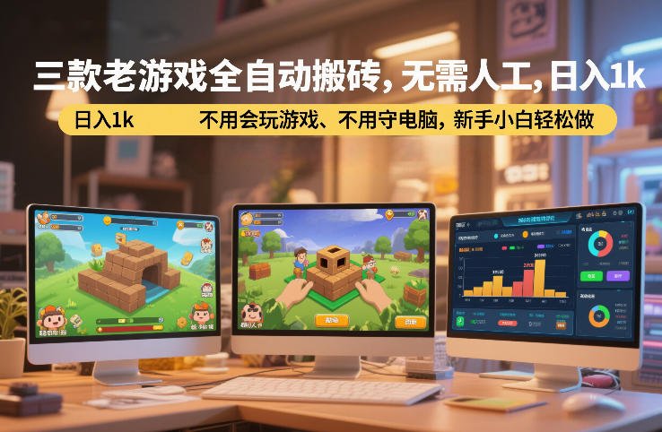 三款老游戏全自动搬砖，无需人工，日入1k，不用会玩游戏、不用守电脑，新手小白轻松做【揭秘】-原创