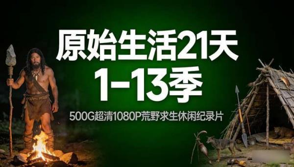 500G《原始生活21天》1-13季 超清1080P荒野求生纪录片休闲视频