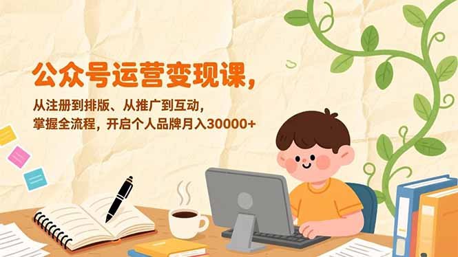 （1.12）公众号运营变现课，从注册到排版、从推广到互动，掌握全流程，开启个人品牌月入30000-原创
