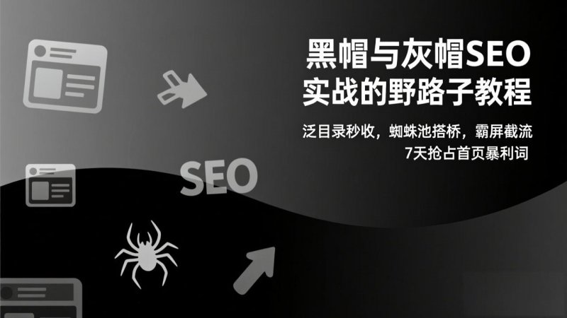 （1.16）黑帽与灰帽SEO实战的野路子教程：泛目录秒收，蜘蛛池搭桥，霸屏截流，7天抢占首页暴利词 学习价格VIP会员专享-原创