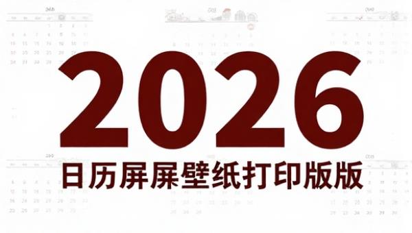 2026年日历精美设计：屏保壁纸可打印版本