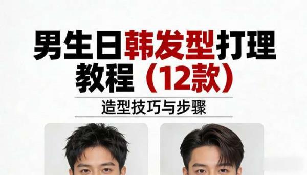 男生日韩发型打理教程（12 款）：造型技巧与步骤