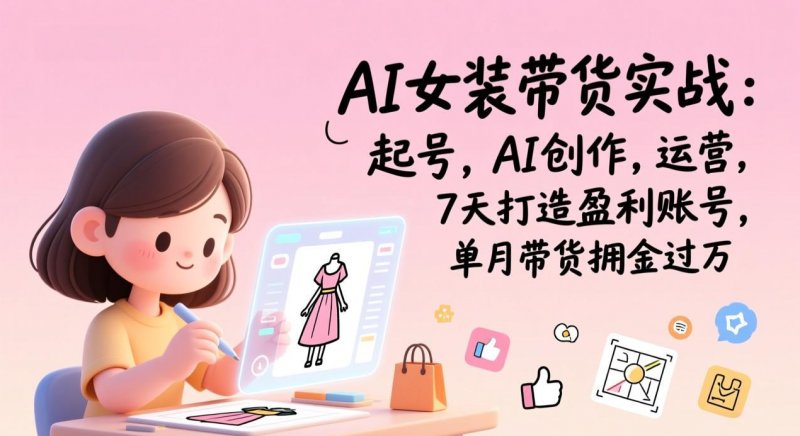 AI女装带货实战 起号 AI创作 运营 7天打造盈利账号 单月带货佣金过万-原创