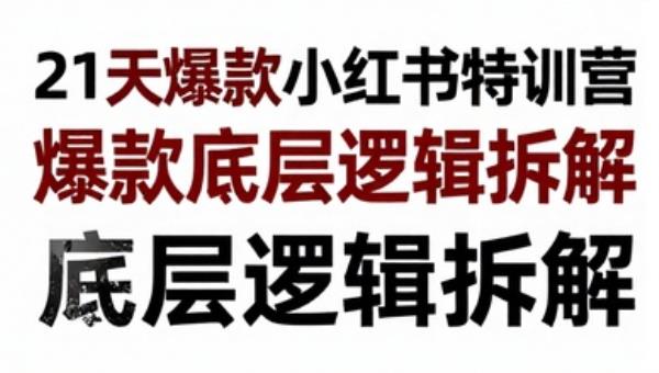 21天爆款小红书特训营 爆款底层逻辑拆解