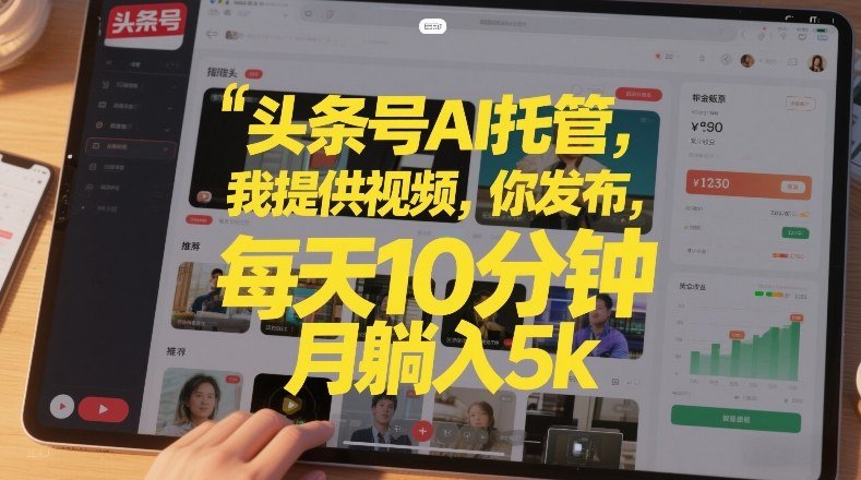 头条号AI托管，我提供视频，你发布，每天10分钟，月躺入5k【揭秘】-原创