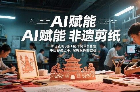 AI赋能非遗剪纸，地标性建筑爆款视频，单日变现8张制作简单0基础，小白容易上手，保姆级拆解教程-原创