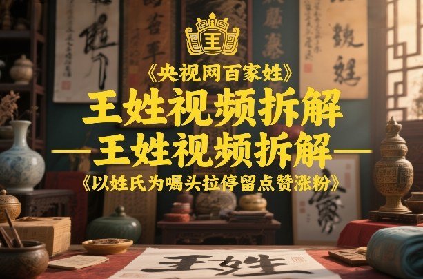 央视网百家姓–王姓视频拆解，以姓氏为噱头拉停留点赞涨粉-原创