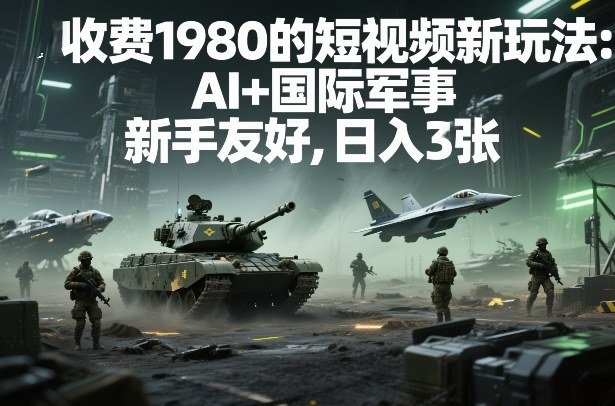 外面收费1980的短视频新玩法：AI国际军事，新手友好，日入3张【附详细教程】-原创
