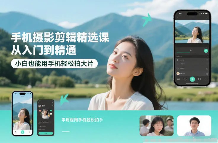 手机摄影剪辑精选课 从入门到精通 小白也能用手机轻松拍大片-原创