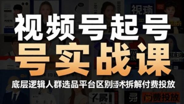 视频号起号实战课 底层逻辑人群选品平台区别话术拆解付费投放