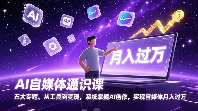 （1.8）AI自媒体通识课，五大专题、从工具到变现，系统掌握AI创作，实现自媒体月入过万-原创