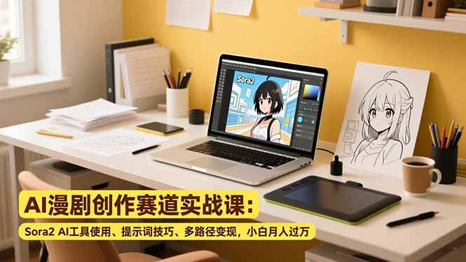 （12.27）AI漫剧创作赛道实战课：Sora2 AI工具使用、提示词技巧、多路径变现，小白月入过万-原创