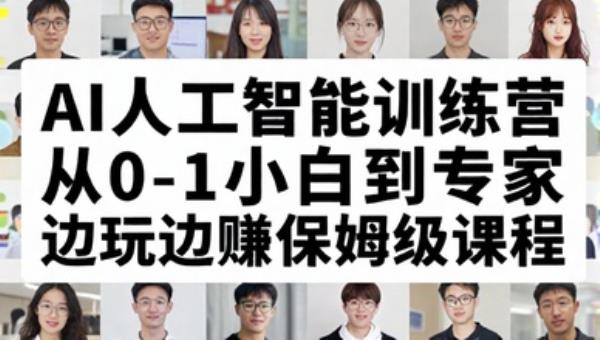 AI人工智能训练营 从0-1小白到专家边玩边赚保姆级课程（视频文档）