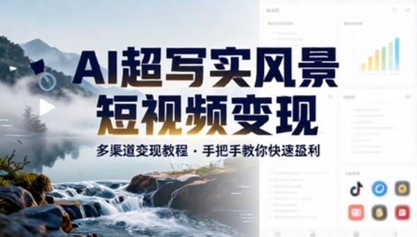 AI超写实风景短视频多渠道变现教程