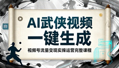 AI 武侠视频一键生成教程视频号流量变现实操运营完整课程