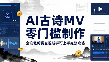 AI 古诗 MV 零门槛制作教程全流程剪辑变现新手可上手完整攻略