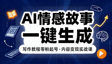 AI 情感故事一键生成写作教程零粉起号自媒体内容变现课程