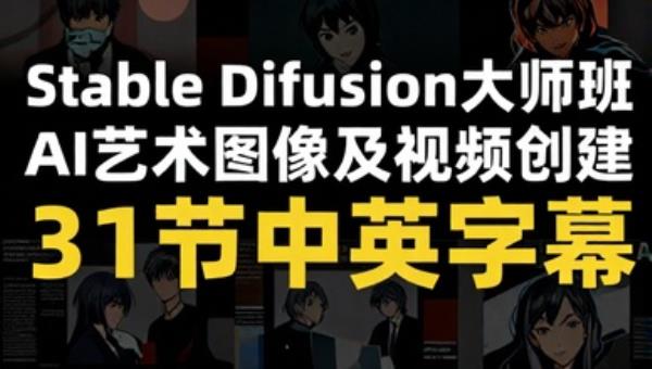 Stable Diffusion大师班 AI艺术图像及视频创建（31节中英字幕）
