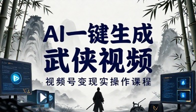 AI 一键生成武侠风格视频视频号变现实操课程
